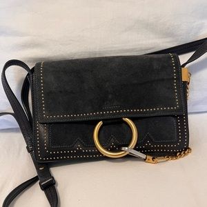 Chloé Studded Suede Faye Crossbody Bag in emerald green